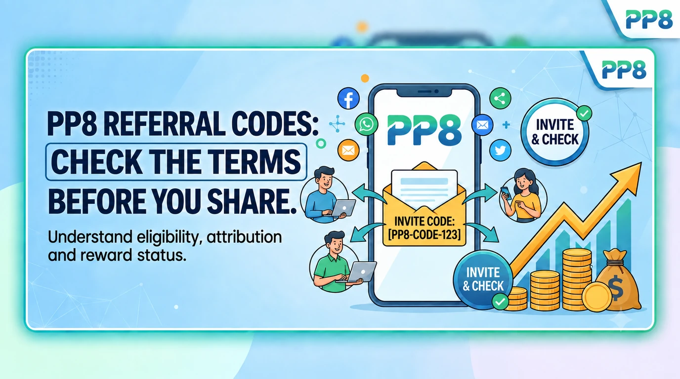 PP8 invite-code illustration; examples do not guarantee rewards PP8 invite-code illustration; examples do not guarantee rewards